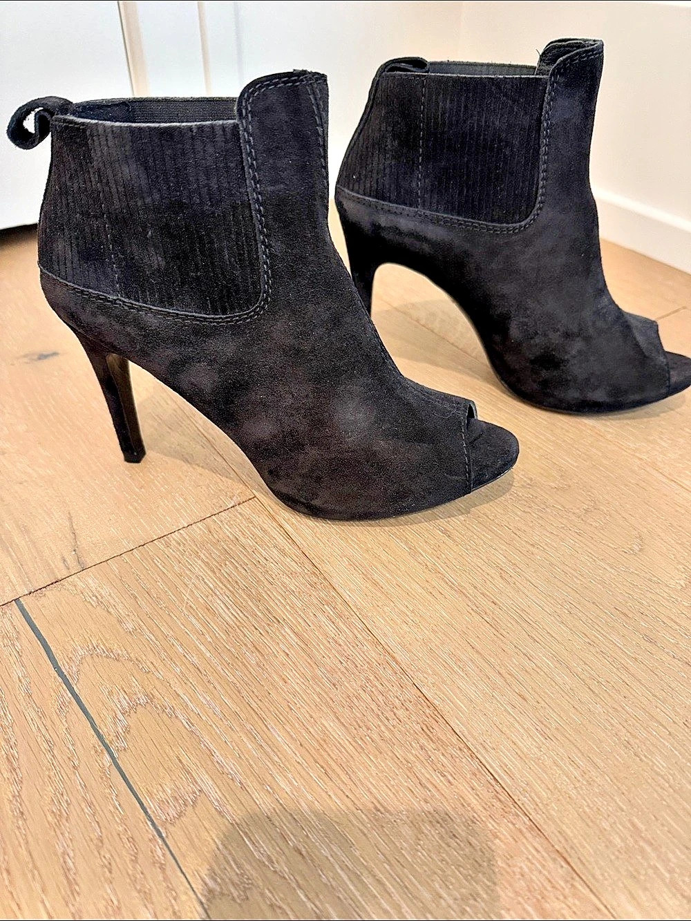 Pedro Garcia Black Peep Toe Heeled Ankle Boots